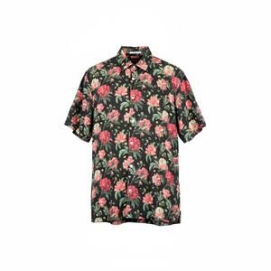 Good Man Brand Men's Black Pink Red Floral Short Sleeve Casual Shirt Large